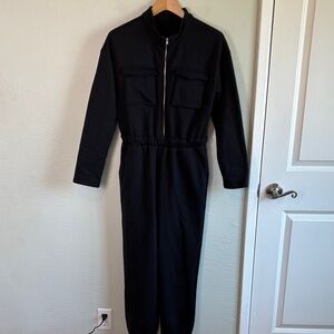 2 for $30! Black Zip-Front Long Sleeve Sweatshirt Jumpsuit S